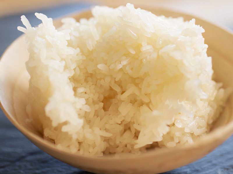 Sticky Rice with Peanut Dipping Sauce
